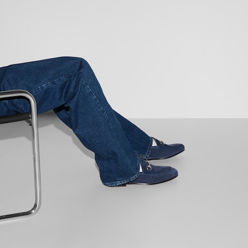 Herrenloafer mit Horsebit in dunkelblaues Wildleder | GUCCI® DE