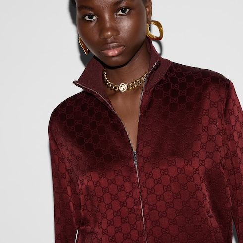 Chaqueta con zipper de jacquard con GG