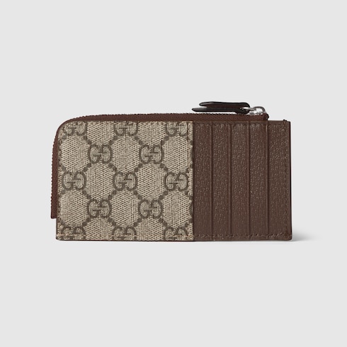 Brown trim GG zip card case