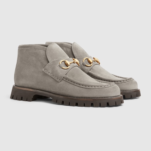 Women s Horsebit ankle boot in Brown Suede GUCCI SI