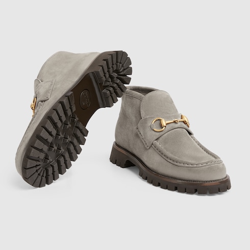 Women s Horsebit ankle boot in Brown Suede GUCCI SI