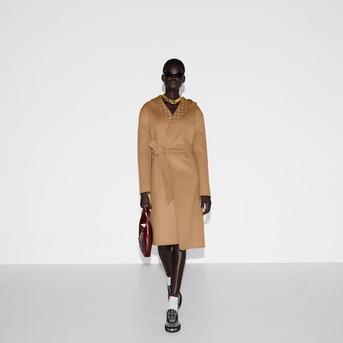 Reversible GG silk wool blend coat