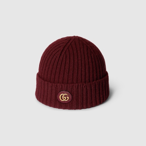 Wool cashmere hat with Double G Detail 2