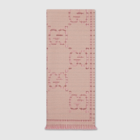 Check GG wool jacquard scarf Detail 2