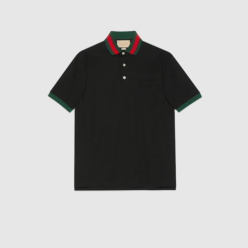 Cotton piquet polo with Web collar Detail 2