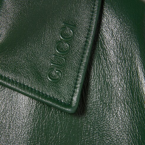 Shiny leather trench coat in Green Undefined | GUCCI® SI
