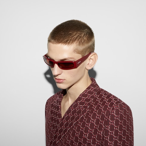 Gafas de sol con montura rectangular en rojo Rosso Ancora GUCCI ES