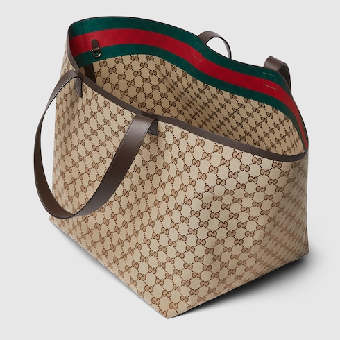 Borsa shopping Gucci Totissima misura grande in tessuto GG beige ed ebano GUCCI Italia