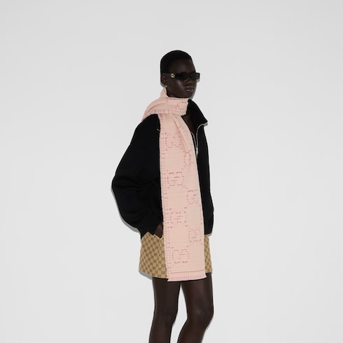 Check GG wool jacquard scarf