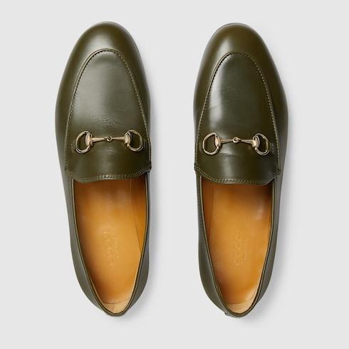 Women s Gucci Jordaan loafer in Green Leather GUCCI SI