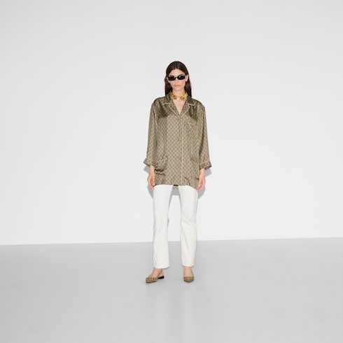 GG Supreme print silk shirt