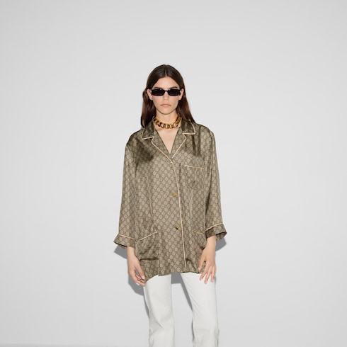 GG Supreme print silk shirt