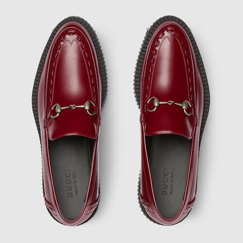 Men's Gucci Horsebit creeper loafer in Red Leather | GUCCI® SI