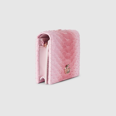 GG Marmont python card case wallet in Pink Precious Skins | GUCCI® SI