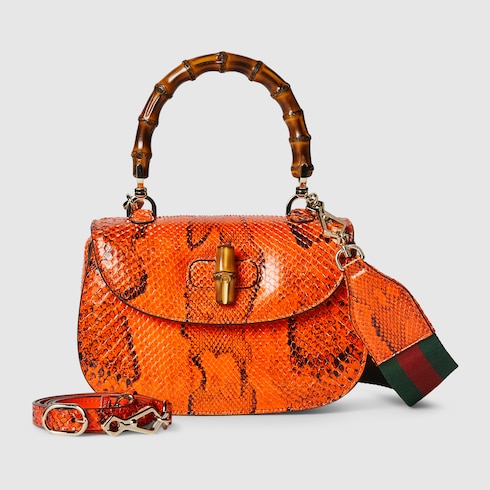 Borsa Gucci Bamboo 1947 in pitone misura piccola in pitone arancione GUCCI CH