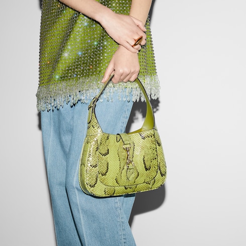 Gucci Jackie系列蟒蛇皮革中号手袋