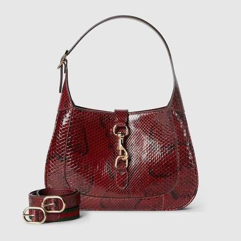 Gucci Jackie python shoulder bag in Bordeaux Precious Skins | GUCCI® SI