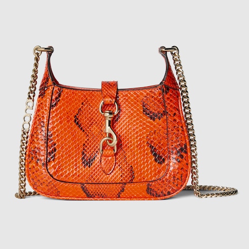 Gucci Jackie Notte Mini Tasche aus Pythonleder in orange GUCCI DE