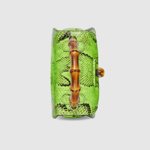 Gucci Bamboo 1947系列蟒蛇皮迷你竹节手袋