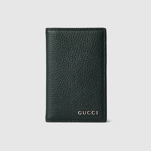 Long card case with Gucci logo in dark green leather | GUCCI® ZA