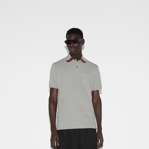 Cotton polo shirt with Web Detail 3