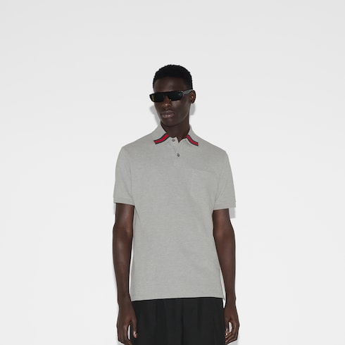Polo in cotone con dettaglio Web