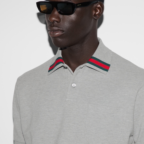 Polo in cotone con dettaglio Web