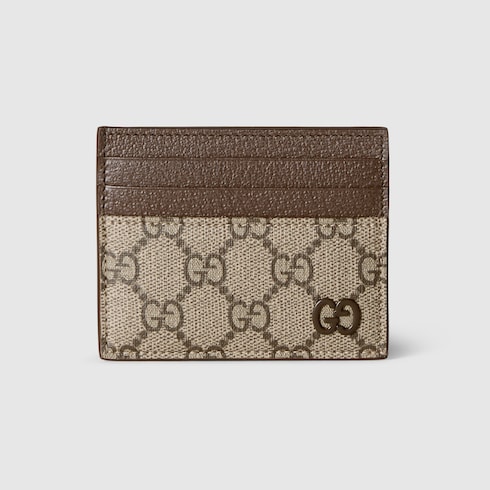 Bi-color GG card case in Beige Brown GG Canvas | GUCCI® SI