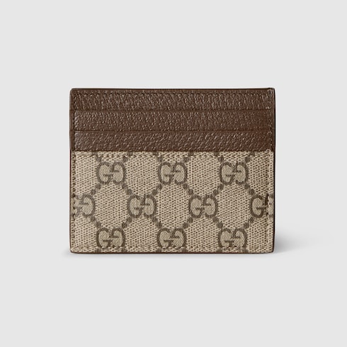 GG card case with GG detail in beige and ebony Supreme | GUCCI® US