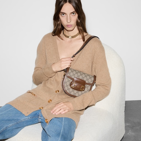 Mini borsa rotonda Gucci Horsebit 1955 in GG Supreme GUCCI CH