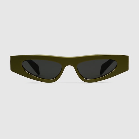 Cat eye frame sunglasses in olive green GUCCI UK