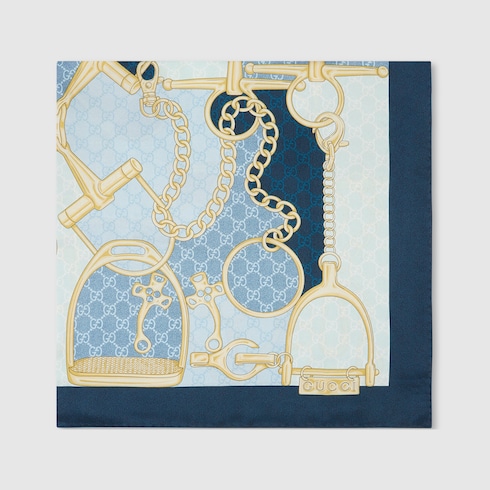 Gucci blue silk scarf new arrivals