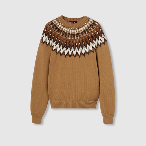Maglione in jacquard di lana norvegese