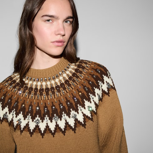 Maglione in jacquard di lana norvegese