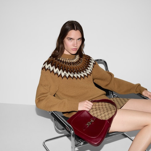 Norwegian wool jacquard sweater in Brown Ready-to-wear | GUCCI® SI