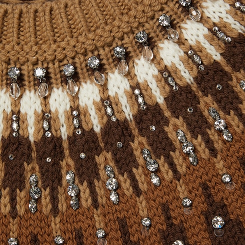Norwegian wool jacquard sweater in Brown Ready-to-wear