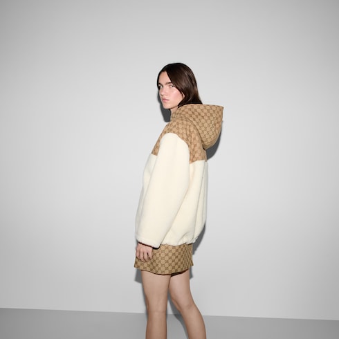 Chaqueta de felpa de lana con intarsia de GG