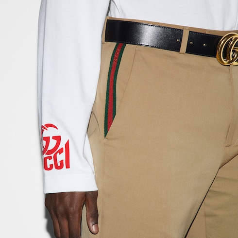 Pantalon en gabardine de coton avec bande Web