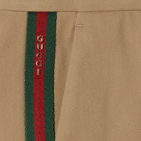 Pantalon en gabardine de coton avec bande Web