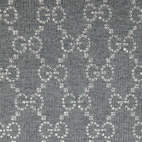 Wool top with crystal embroidery in grey | GUCCI® SG Wool top with crystal embroidery in grey | GUCCI® SG