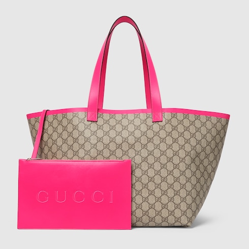 Cabas Gucci Totissima taille moyenne en toile GG Supreme beige et ebene GUCCI CH