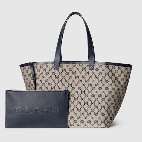 Borsa shopping Gucci Totissima misura media in tessuto GG beige e blu GUCCI Italia