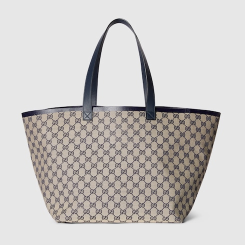 MittelgroBer Gucci Totissima Shopper in beigefarbener und blauer GG Canvas GUCCI DE