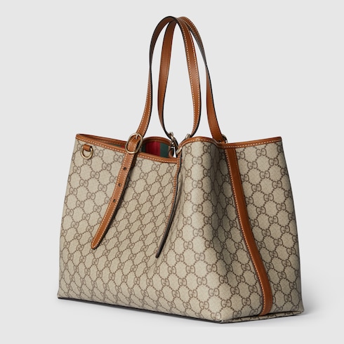 GG Emblem medium tote bag in Beige GG Canvas | GUCCI® SI