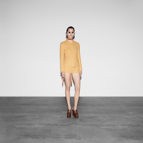 Light wool crêpe jacket in Yellow Ready-to-wear | GUCCI® SI
