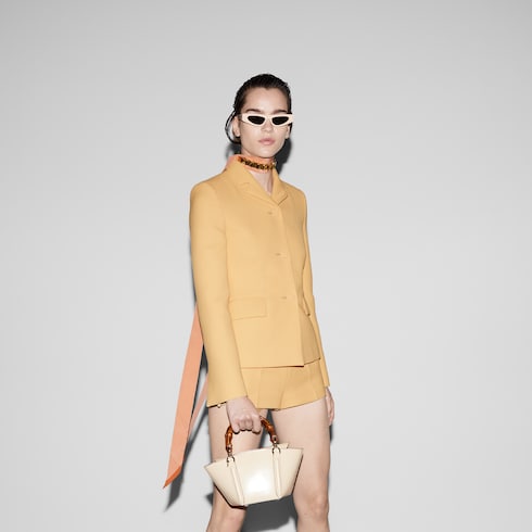 Light wool crêpe jacket in Yellow Ready-to-wear | GUCCI® SI
