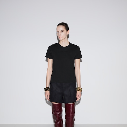Embroidered cotton jersey T-shirt