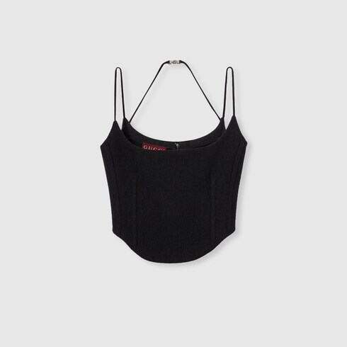 期間限定価格商品 Batavia wool strappy top in Black Ready-to-wear | GUCCI® SI キャミソール