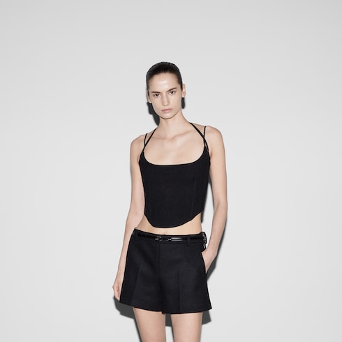 海外並行輸入正規品 Batavia wool strappy top in Black Ready-to-wear | GUCCI® SI キャミソール
