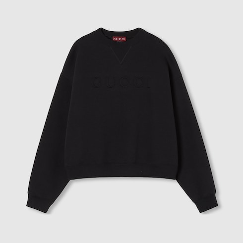 Cotton jersey sweatshirt in black GUCCI US